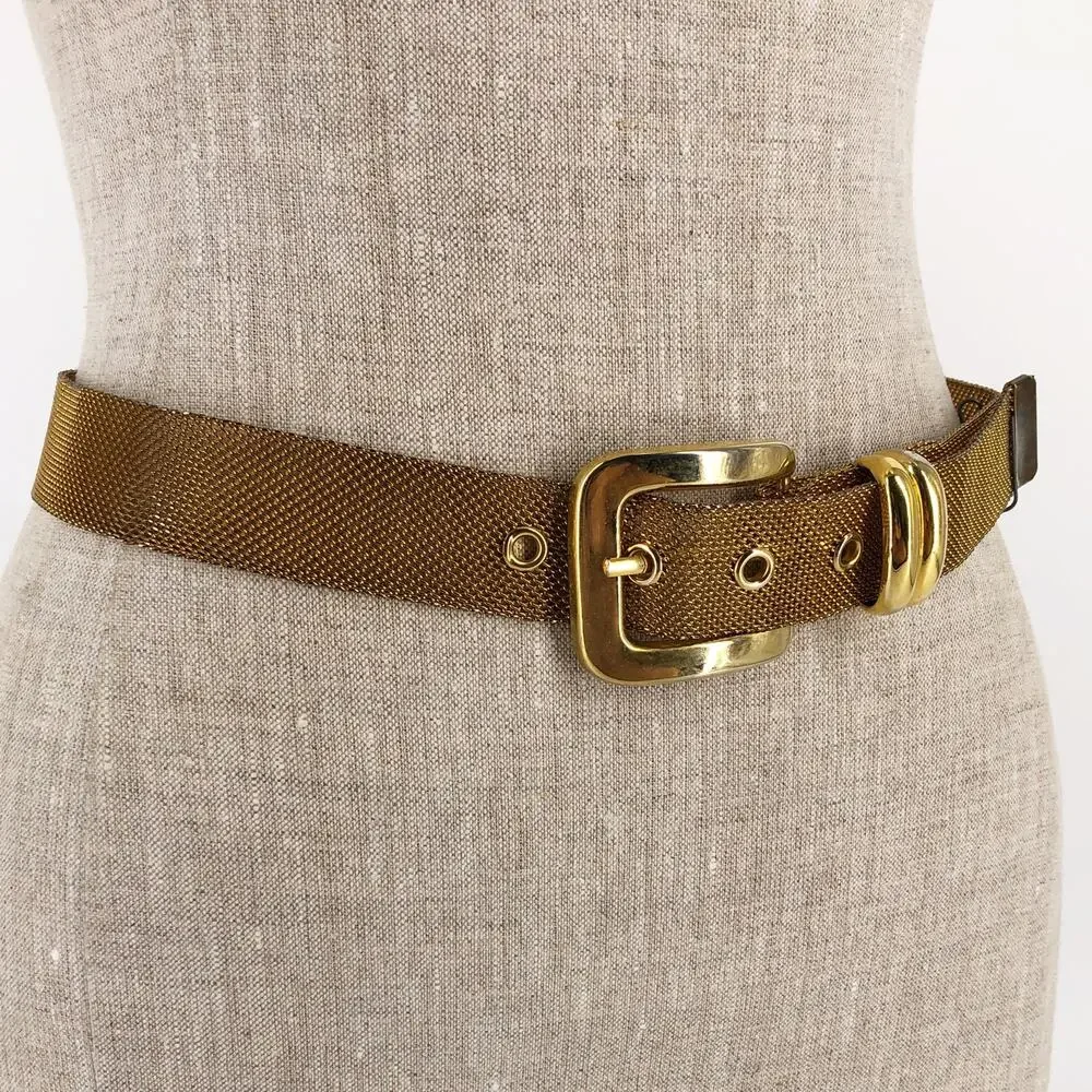 90s gold metal mesh belt 1990s vintage
